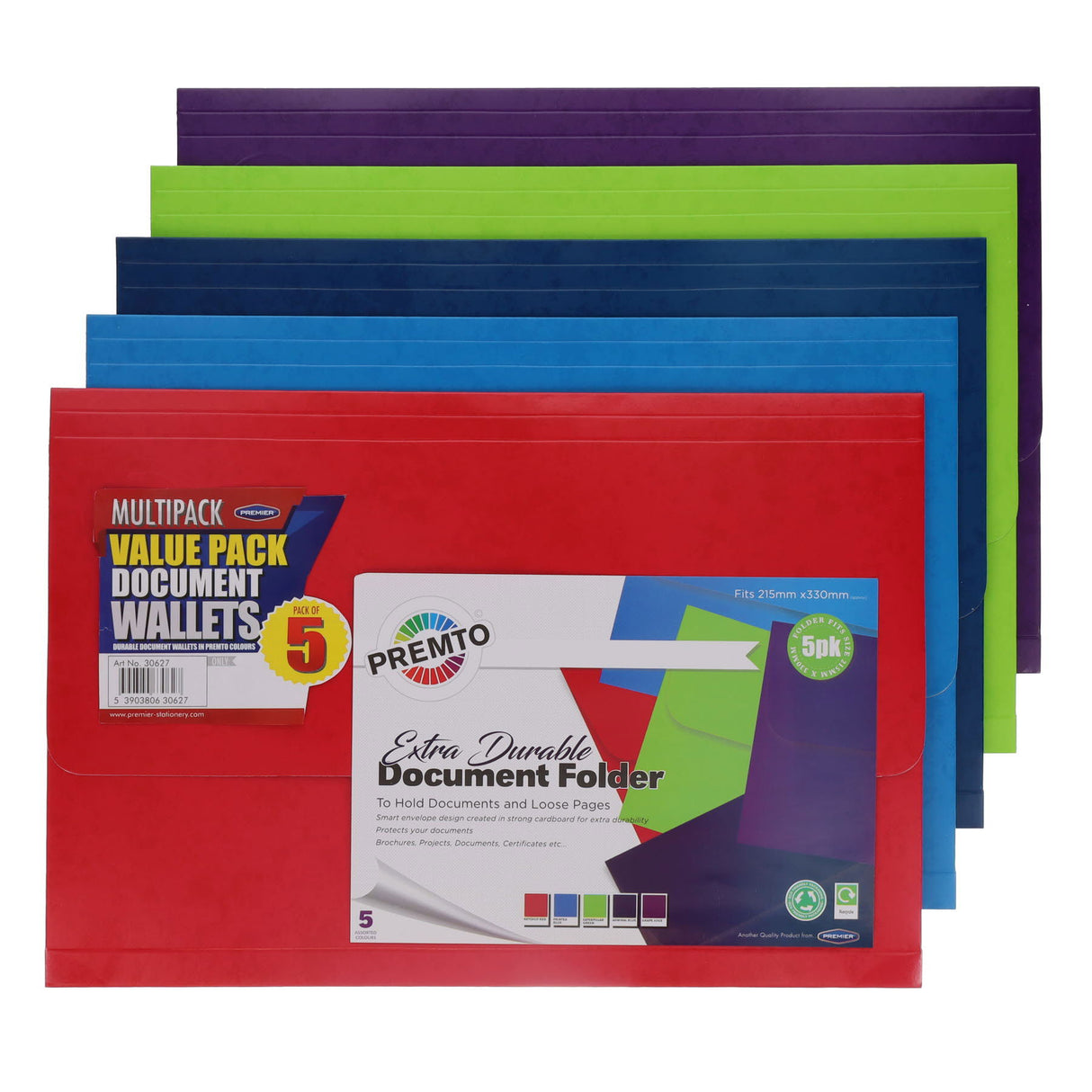 Premto Multipack | Extra Durable Document Folders - Series 1 - Pack of 5