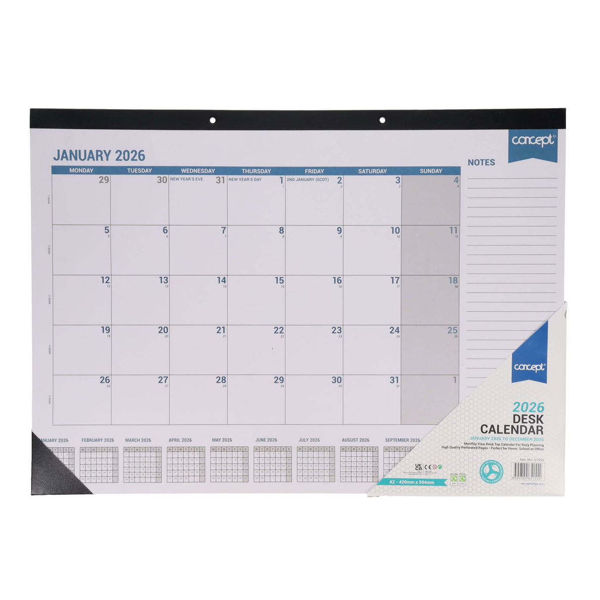 Concept A2 2026 Desk Calendar