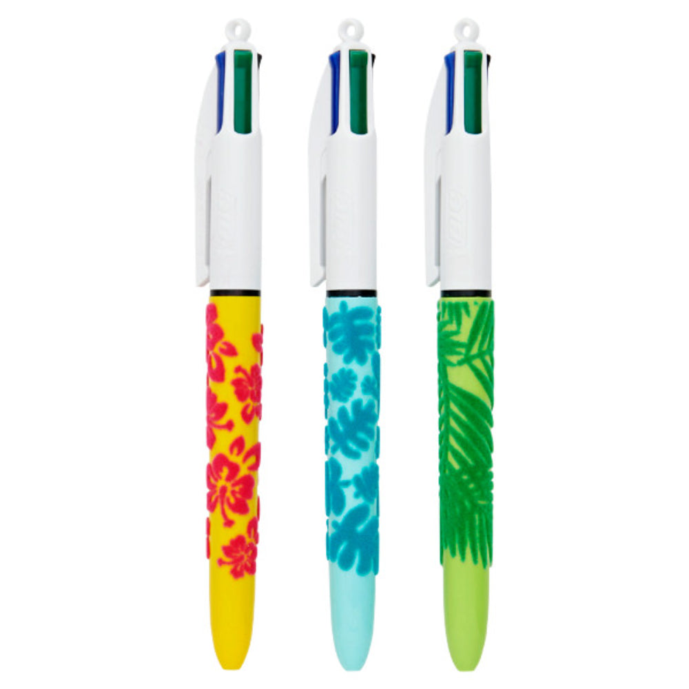 BIC 4 Colour Velours Ballpoint Pen - Jungle - Pack of 3