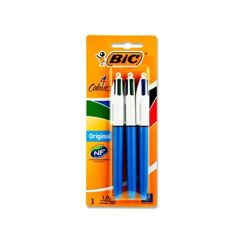 BIC 4 Colour Ballpoint Pen - Pack of 3-Ballpoint Pens-BIC | Buy Online at Stationery Shop