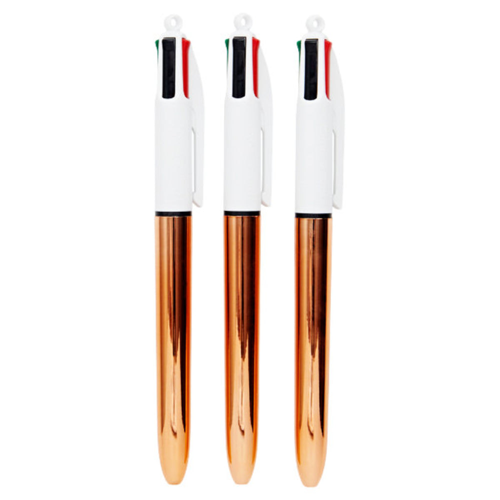BIC 4 Colour Ballpoint Pen - Rose Gold - Pack of 3-Ballpoint Pens-BIC | Buy Online at Stationery Shop