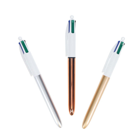 BIC 4 Colour Ballpoint Pens Metallic- Pack of 3-Ballpoint Pens-BIC | Buy Online at Stationery Shop