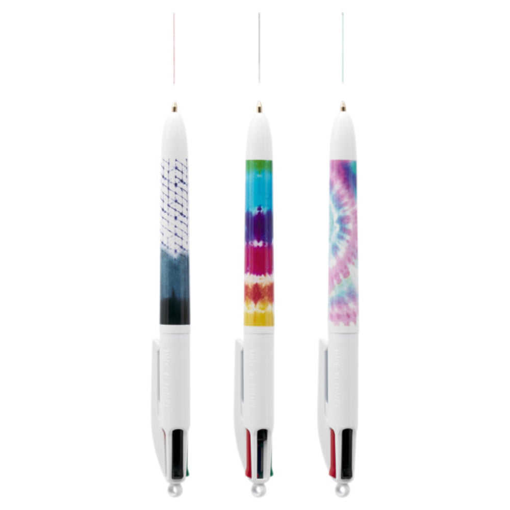 BIC 4 Colour Ballpoint Pens Tie Dye Decor - Pack of 3-Ballpoint Pens-BIC | Buy Online at Stationery Shop