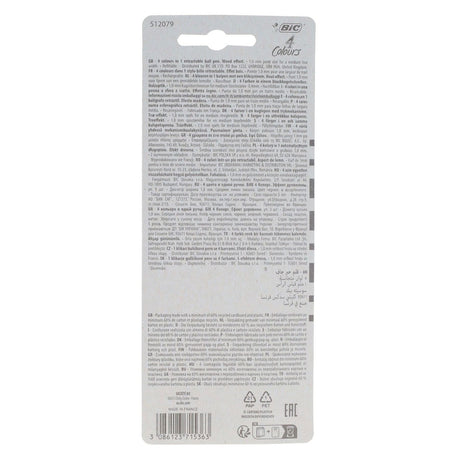 BIC 4 Colour Ballpoint Pens Wood Effect - Pack of 3