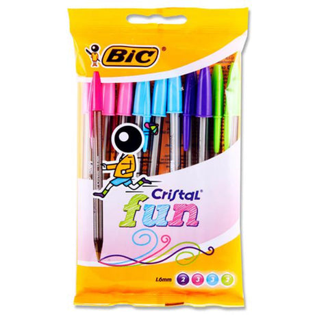 BIC Cristal Ballpoint Pens - Fun - Pack of 10-Ballpoint Pens-BIC | Buy Online at Stationery Shop