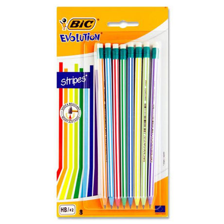 BIC Evolution Shock Resistant HB Pencils with Erasers - Pack of 8-Pencils-BIC | Buy Online at Stationery Shop