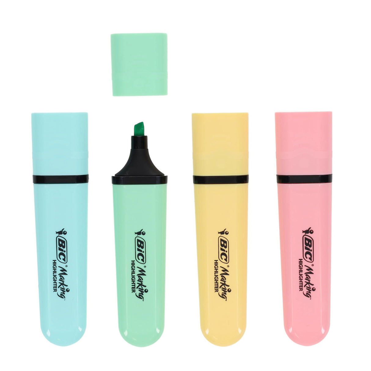 BIC Flat Highlighter - Pastel - Pack of 4-Highlighters- Buy Online at Stationery Shop UK