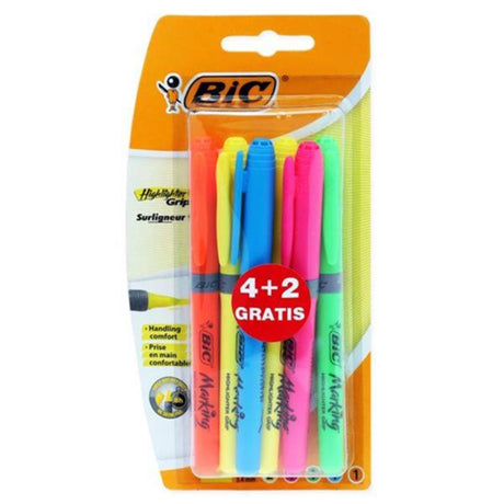 BIC Grip Highlighter Pen - 4+2-Highlighters-BIC | Buy Online at Stationery Shop