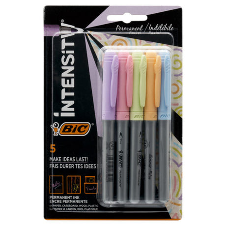 BIC Intensity Permanent Markers Pastel - Pack of 5-Markers-BIC | Buy Online at Stationery Shop