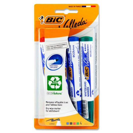 BIC Velleda Dry Wipe Markers for Whiteboards with Bullet Tip - Pack of 4-Whiteboard Markers-BIC | Buy Online at Stationery Shop