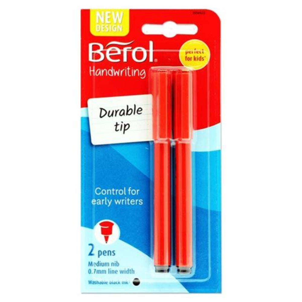 Berol 0.7mm Medium Nib Handwriting Pen - Black Ink - Pack of 2-Handwriting Pens-Berol | Buy Online at Stationery Shop