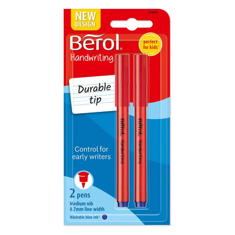 Berol Medium Nib Handwriting Pen - Blue Ink - Pack of 2-Handwriting Pens-Berol | Buy Online at Stationery Shop