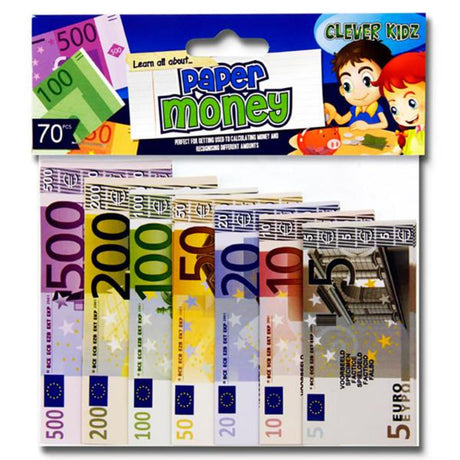 Clever Kidz Paper Euro Money Set - Pack of 70-Educational Games-Clever Kidz|StationeryShop.co.uk