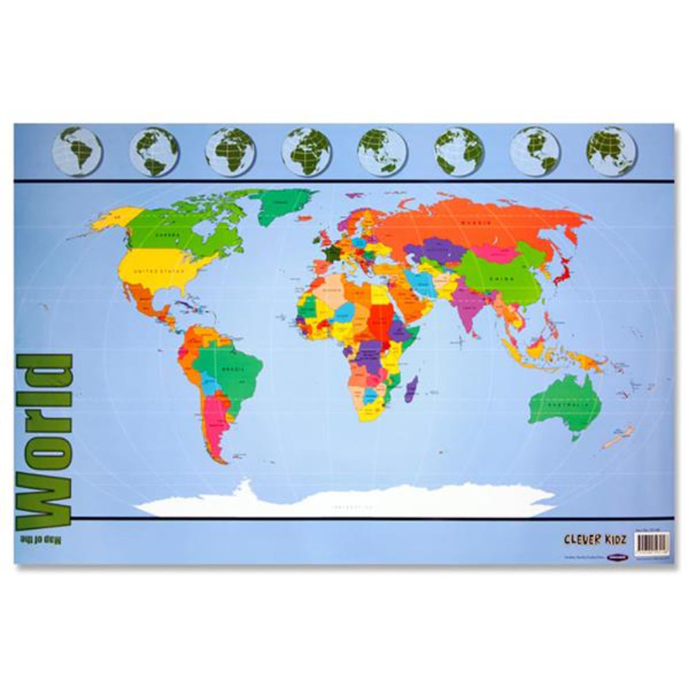 Clever Kidz Wall Chart - Map of The World-Educational Posters-Clever Kidz|StationeryShop.co.uk