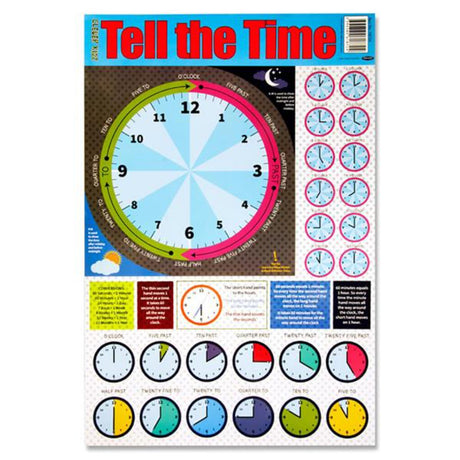 Clever Kidz Wall Chart - Tell the Time-Educational Posters-Clever Kidz|StationeryShop.co.uk