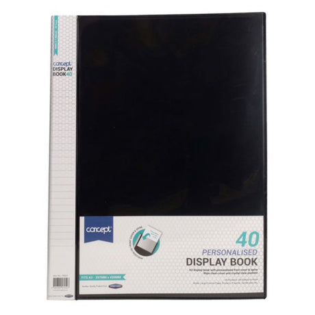 Concept A3 40 Pocket Presentation Display Book - Black-Display Books-Concept|StationeryShop.co.uk