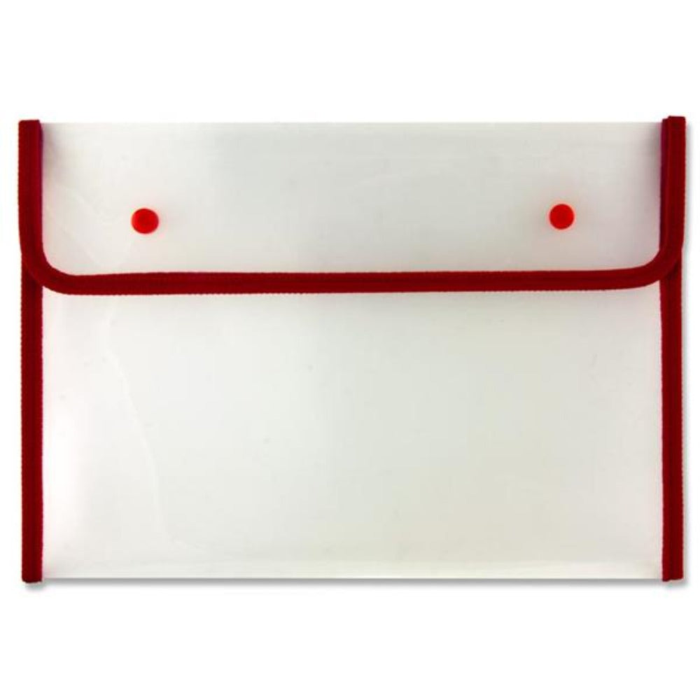 Concept A4 Heavy Duty Button Document Wallet - Red-Document Folders & Wallets-Concept|StationeryShop.co.uk