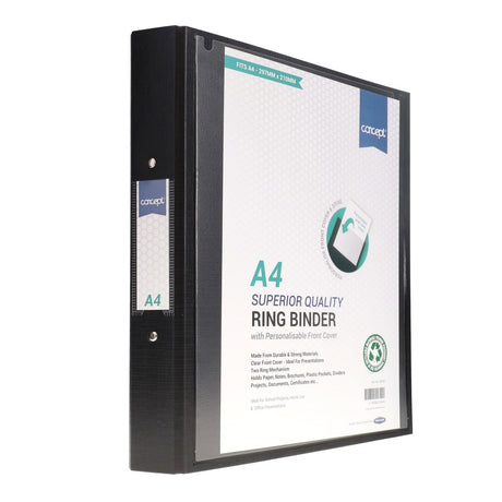 Concept A4 Presentation Ring Binder - Black-Ring Binders-Concept|StationeryShop.co.uk