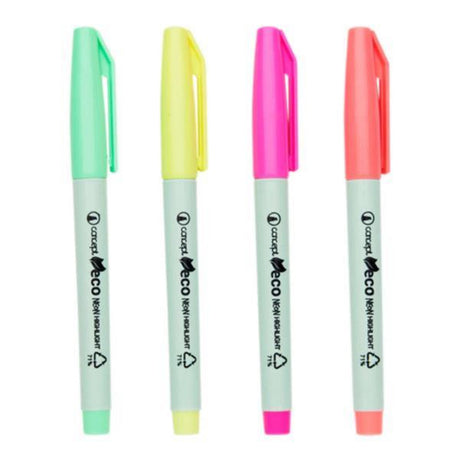Concept Green Eco Chisel Tip Highlighters - Neon - Box of 4-Highlighters-Concept Green|StationeryShop.co.uk