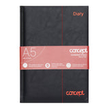 Concept Page A Day Undated Diary A5 - Black-Journals ,Diaries-Concept|StationeryShop.co.uk