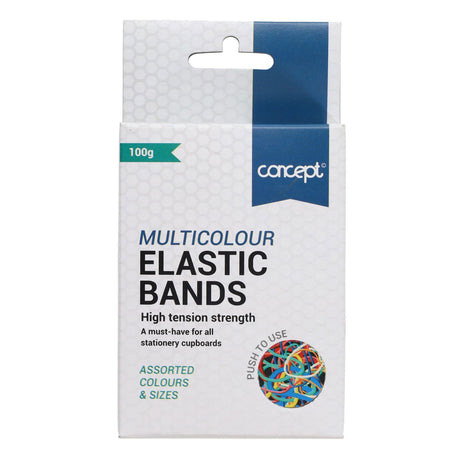Concept Rubber Bands - Various Sizes - 100g Box-Paper Clips, Clamps & Pins-Concept|StationeryShop.co.uk
