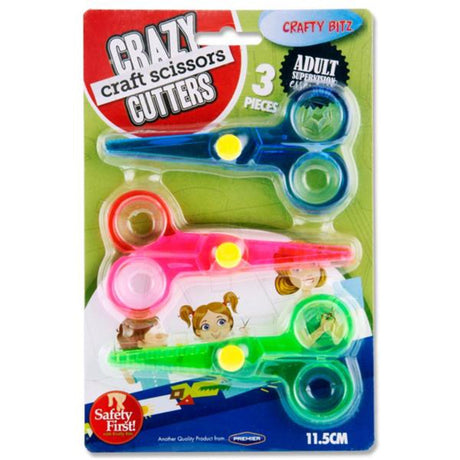 Crafty Bitz Crazy Cutters Craft Scissors - Pack of 3-Scissors-Crafty Bitz|StationeryShop.co.uk