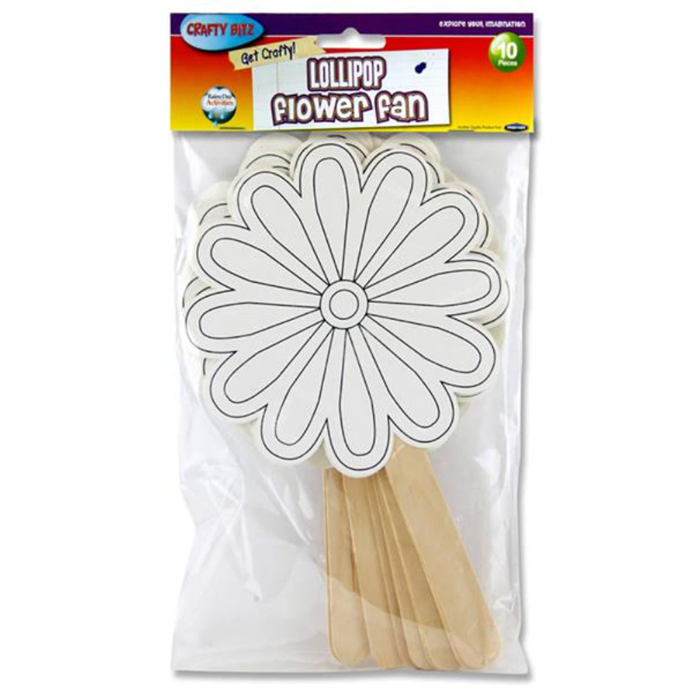 Crafty Bitz Get Crafty Lollipop Flower Fan - Pack of 10-Paper Craft Kits-Crafty Bitz|StationeryShop.co.uk