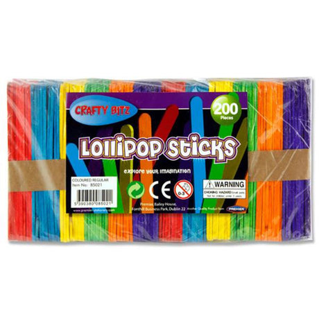 Crafty Bitz Lollipop Sticks - Coloured - Pack of 200-Lollipop & Match Sticks-Crafty Bitz|StationeryShop.co.uk