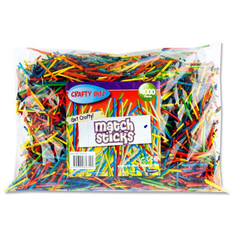 Crafty Bitz Matchstick - Coloured - Pack of 4000-Lollipop & Match Sticks-Crafty Bitz|StationeryShop.co.uk
