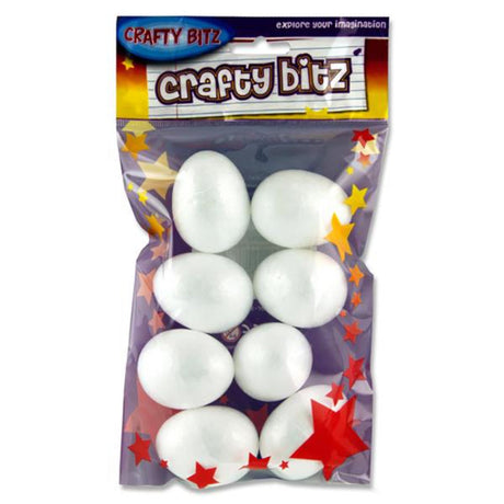 Crafty Bitz Polyestyrene Eggs - 5cm - Pack of 8-Styrofoam/Polyestyrene-Crafty Bitz|StationeryShop.co.uk