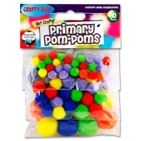 Crafty Bitz Pom Poms - Primary - Pack of 60-Pom Poms-Crafty Bitz|StationeryShop.co.uk