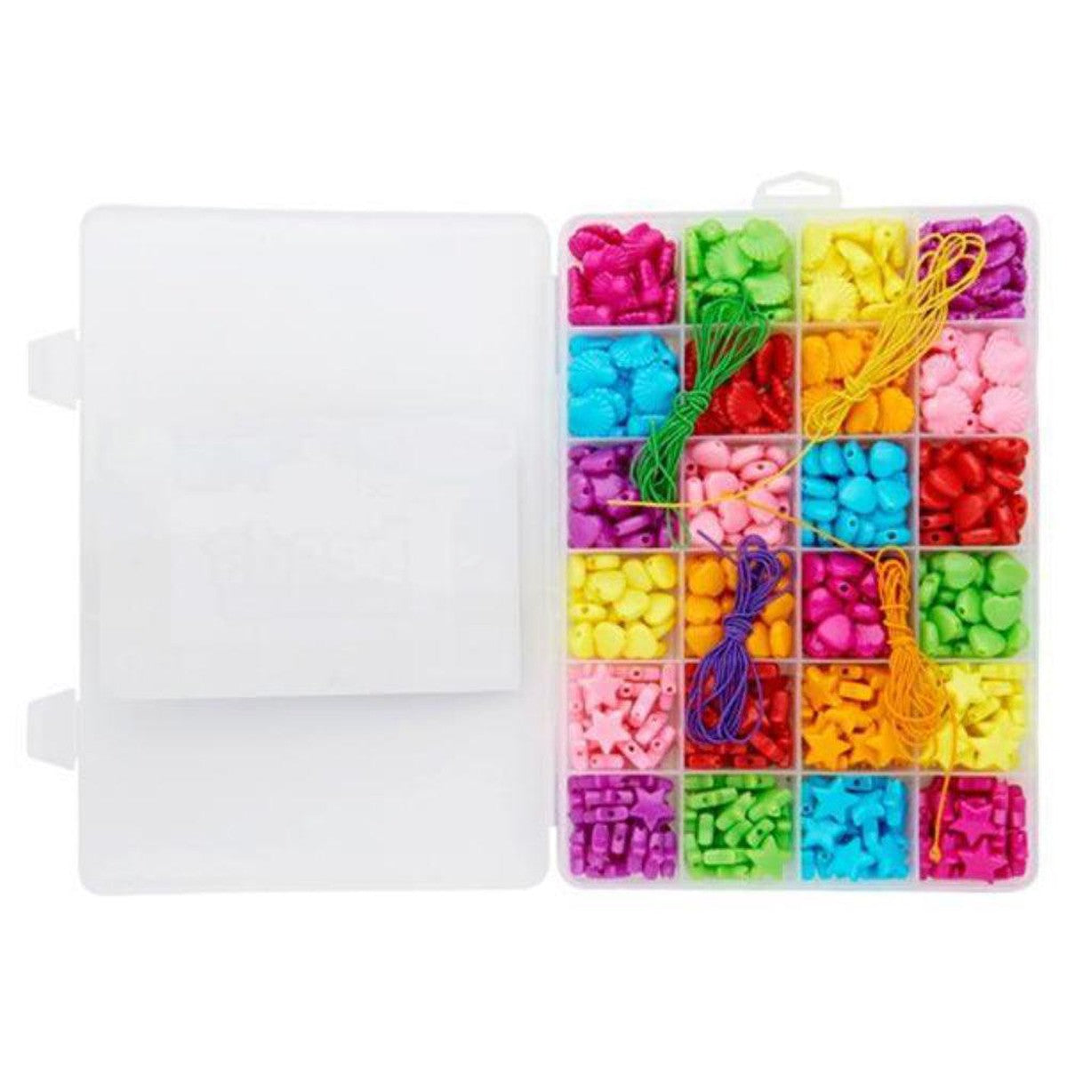 Crafty Bitz Set of Beads in Various Shapes & Colours with String - Box of 24