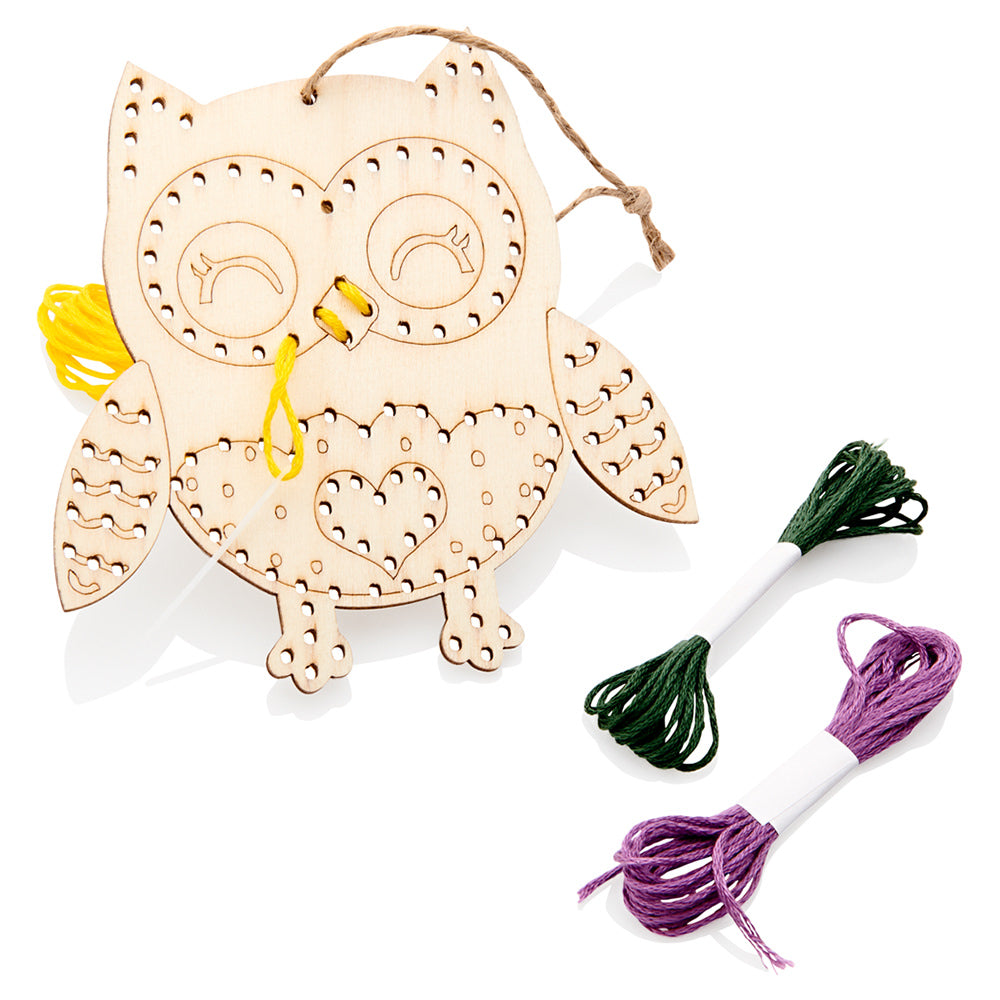 Crafty Bitz Wooden Threading Kit - Owl-Needlework Kits-Crafty Bitz|StationeryShop.co.uk