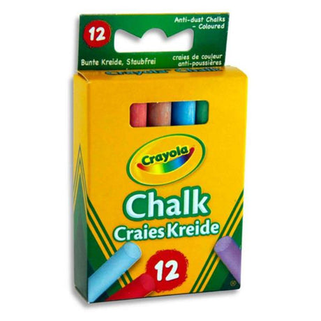Crayola Anti-Dust Chalks - Coloured - Pack of 12-Chalk-Crayola|StationeryShop.co.uk
