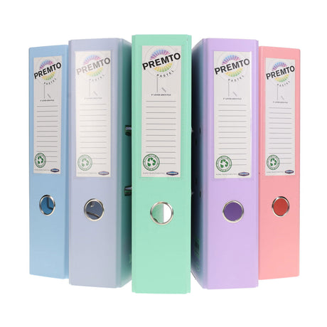 Premto Multipack | Pastel A4 Lever Arch Files - Pack of 5