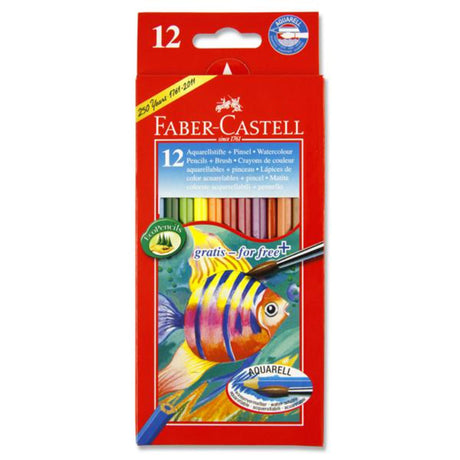 Faber-Castell Water Colour Pencils with Brush - Box of 12-Watercolour Pencils-Faber-Castell|StationeryShop.co.uk