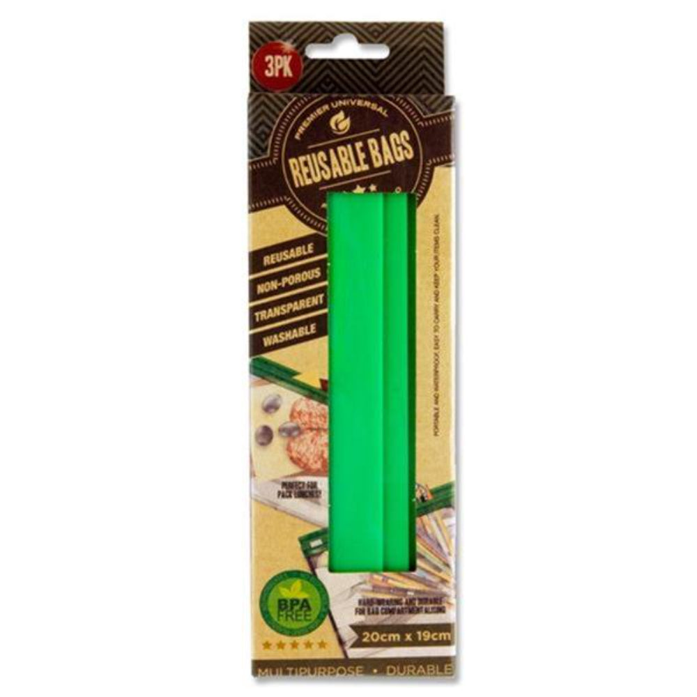 Premier Universal Reusable Eco Ziplock - 20x19cm - Box of 3