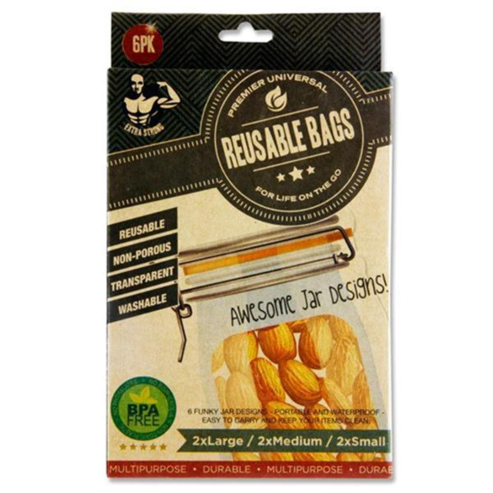 Premier Universal Reusable Bags - 3 Sizes - Pack of 6