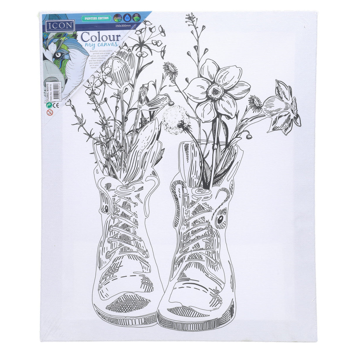 Icon Colour My Canvas - 250x300mm - Floral Boots