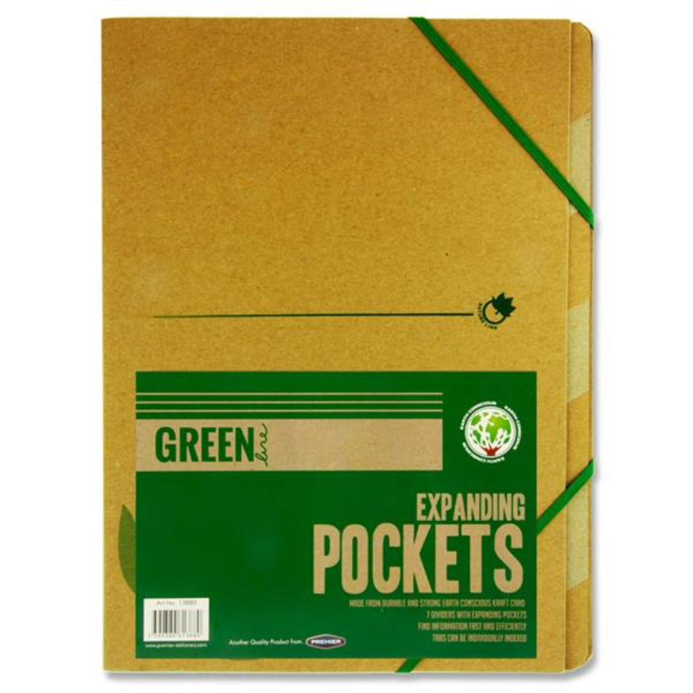 Green Line Expanding Pockets - 6 Tabs-Expanding Files & Portfolios-Green Line|StationeryShop.co.uk