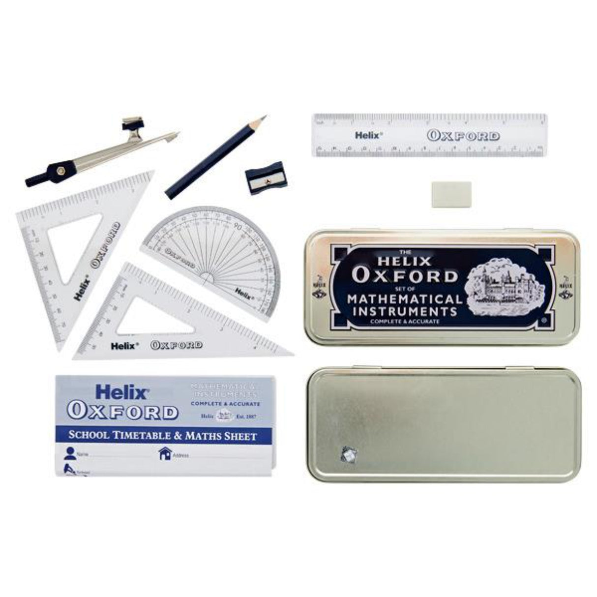 Helix Oxford Set of Mathematical Instruments - Complete & Accurate