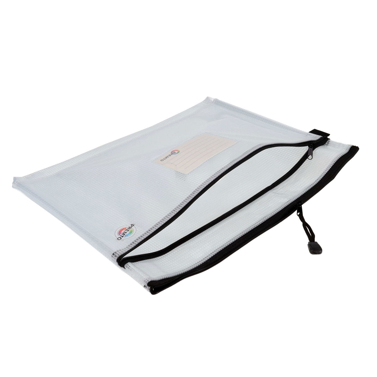 Premto A4+ Extra Durable Double Pocket Mesh Storage Wallet - Clear Pearl