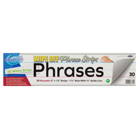 Clever Kidz Wipe-Off Reusable Phrase Strips - White - Pack of 30