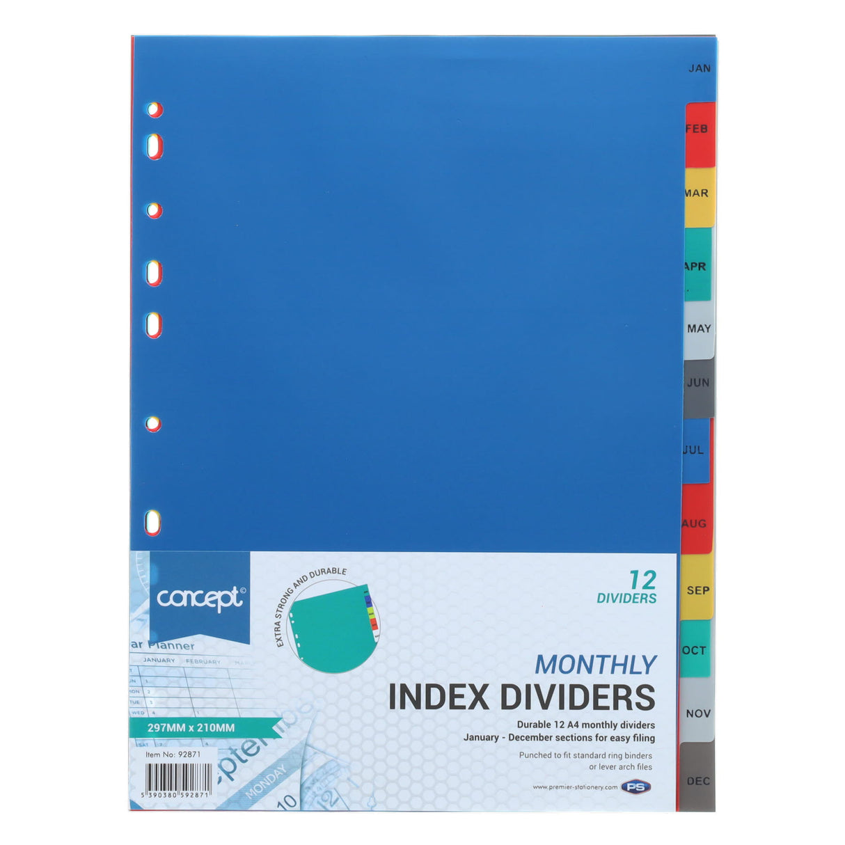 Concept A4 Monthly Subject Dividers - 12 Tabs