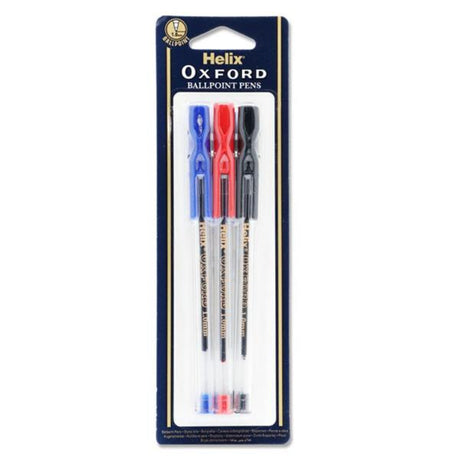 Helix Oxford Ballpoint Pen - Red, Black, Blue Ink - Pack of 6-Ballpoint Pens-Helix|StationeryShop.co.uk
