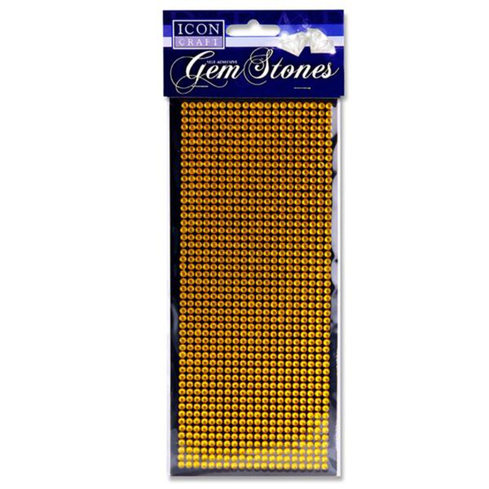 Icon 1000 Self Adhesive Gem Stones - Gold-Rhinestones & Flatbacks-Icon|StationeryShop.co.uk