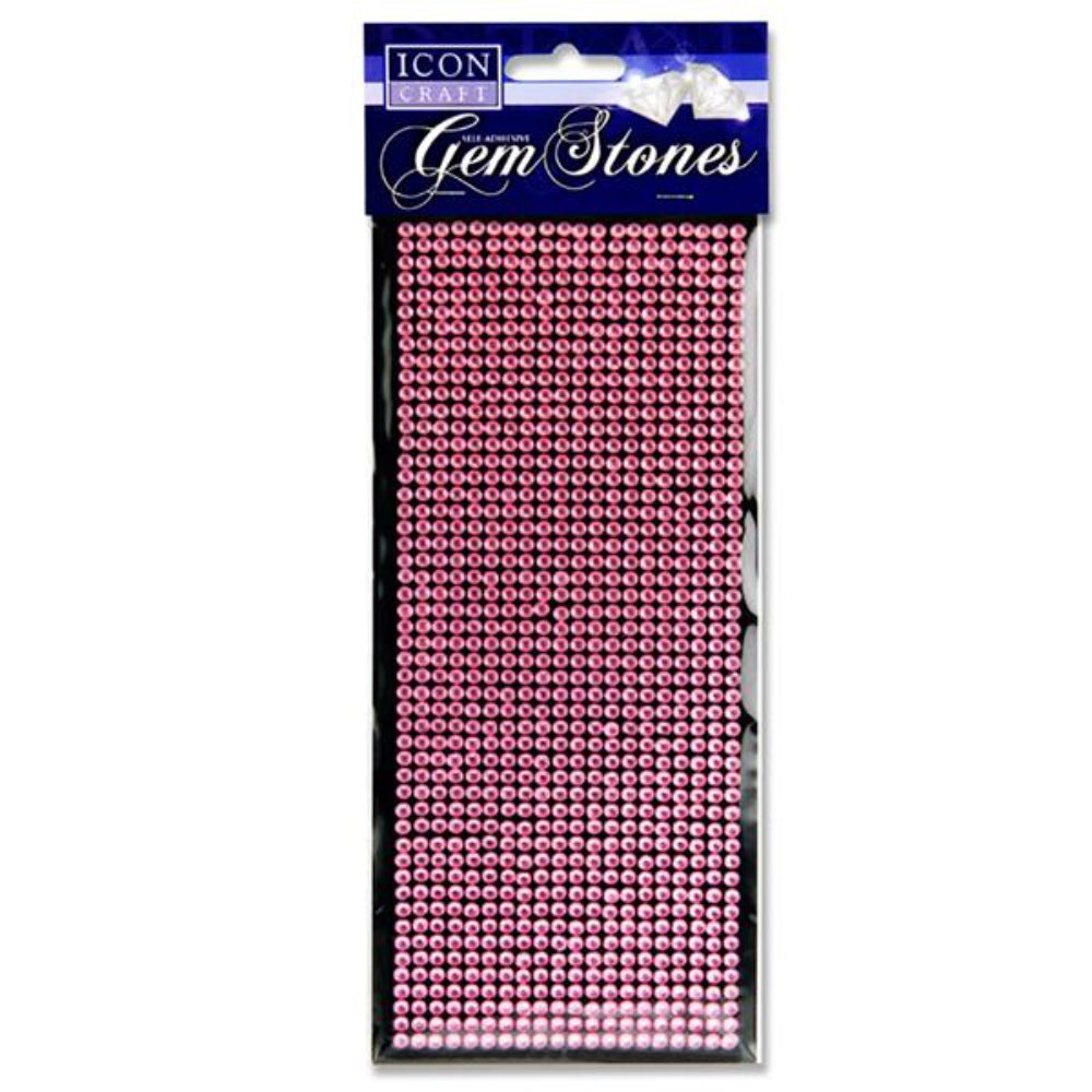 Icon 1000 Self Adhesive Gem Stones - Pink-Rhinestones & Flatbacks-Icon|StationeryShop.co.uk
