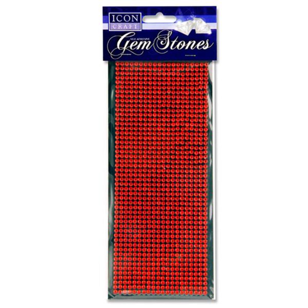 Icon 1000 Self Adhesive Gem Stones - Red-Rhinestones & Flatbacks-Icon|StationeryShop.co.uk