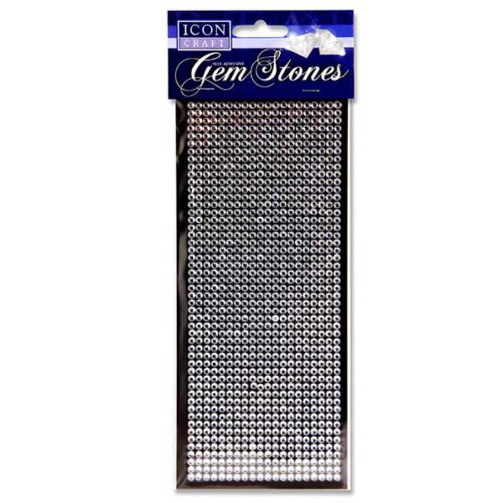 Icon 1000 Self Adhesive Gem Stones - Silver-Rhinestones & Flatbacks-Icon|StationeryShop.co.uk