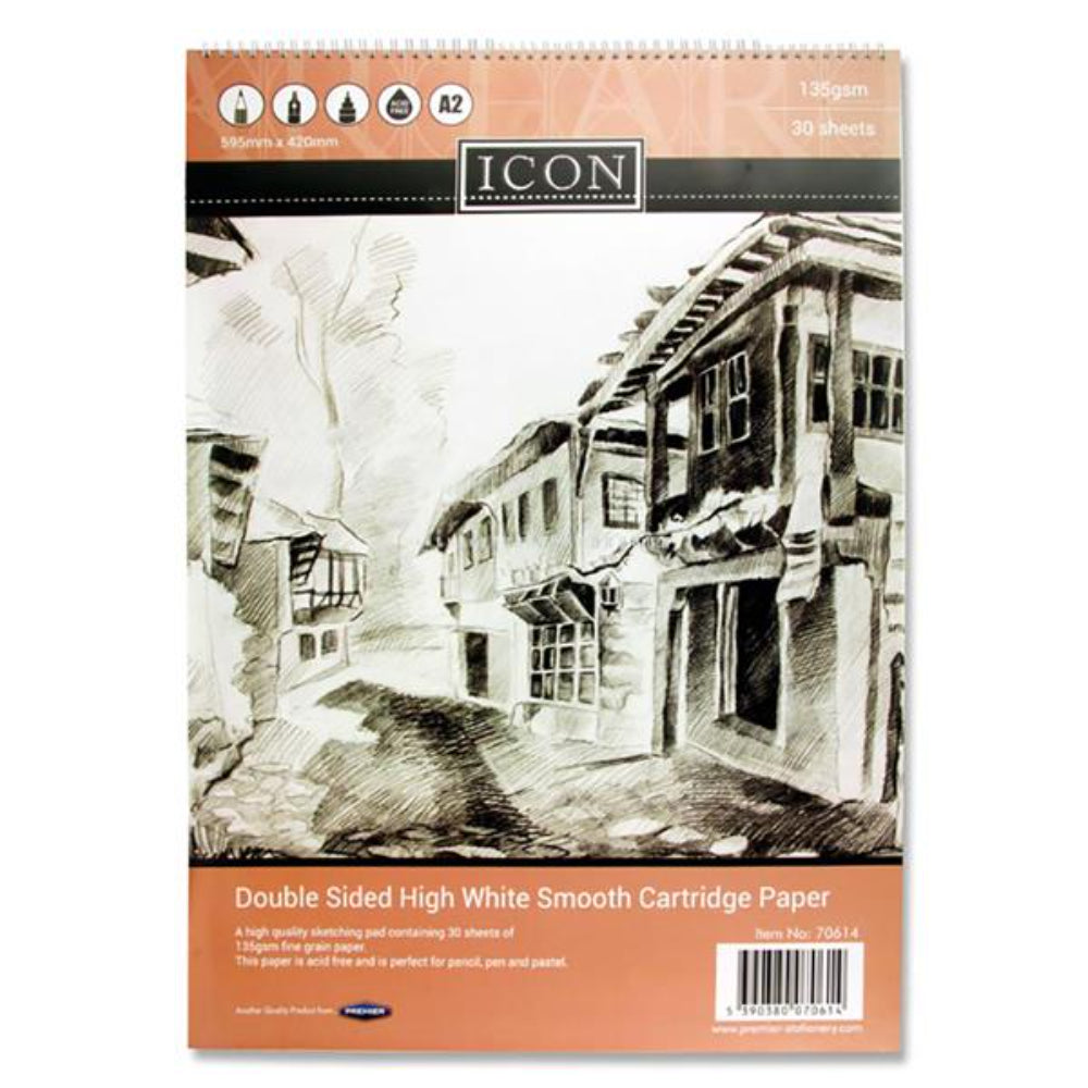 Icon A2 Wiro Sketch Pad - 135gsm - 30 Sheets-Sketchbooks-Icon|StationeryShop.co.uk